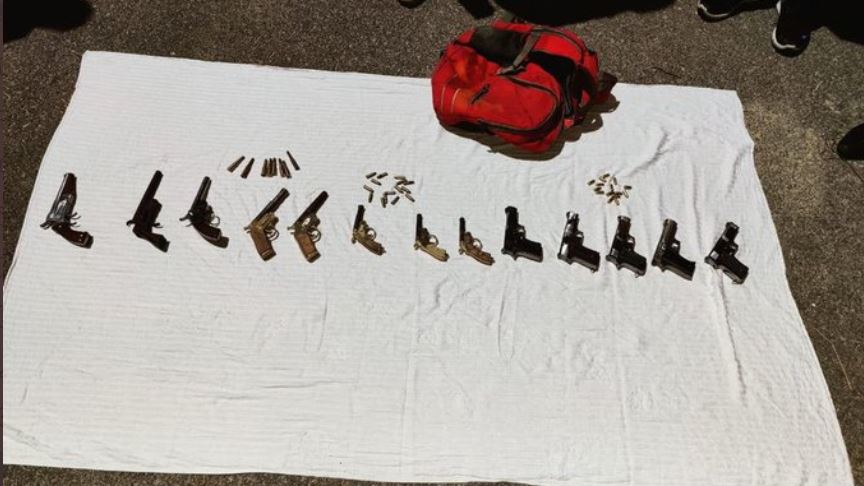 Police recovered 13 sophisticated pistols and 38 live cartridges