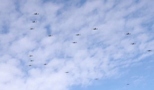 Amrit formation comprising 17 Jaguar aircraft make a figure of 75