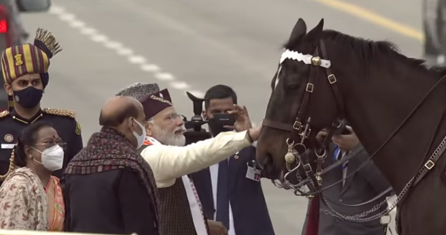 Virat, the President's Bodyguard Commandant's black horse, retired from his years long service