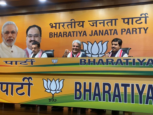 BJP leaders Sambit Patra, Bhupendra Yadav and others at the presser today