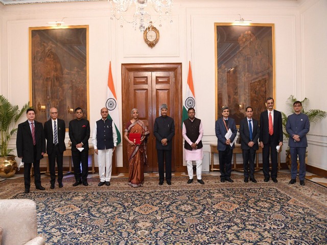 Finance Minister Nirmala Sitharaman called on Ram Nath Kovind on Tuesday. (Photo/Rashtrapati Bhavan Twitter)