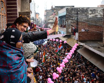 Congress leader Priyanka Gandhi Vadra holds door to door campaign in UP's Sikandarabad