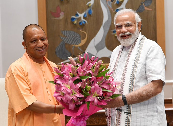 Uttar Pradesh Chief Minister Yogi Adityanath meets Prime Minister Narendra Modi