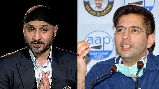 Former cricketer Harbhajan Singh and Delhi MLA Raghav Chadha (File Photo)