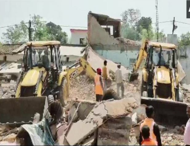 A visual from the scene of rape accused house demolition