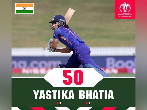 Yastika Bhatia in action against Bangladesh in Hamilton