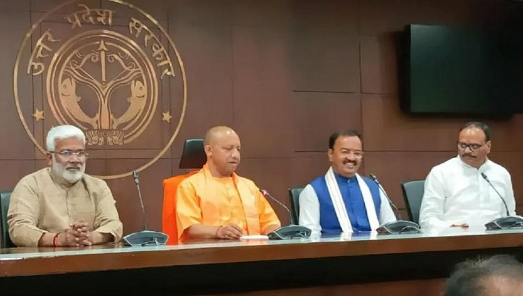 Chief Minister Yogi Adityanath addressing press conference in Lucknow.
