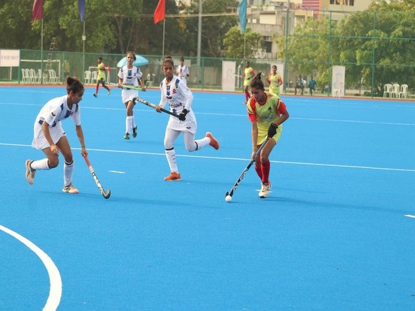 Players in action during 12th Hockey India Junior Women National Championship