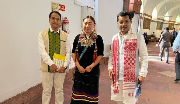 Assam BJP leader Pabitra Gogoi Margherita, UPPL candidate Rwngwra Narzary and Nagaland BJP leader S Phangnon Konyak
