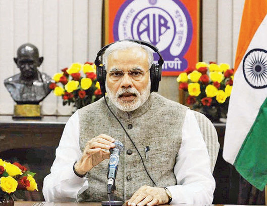 Prime Minister Narendra Modi addressing India through Mann Ki Baat