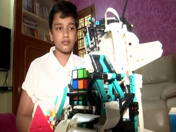 11-year-old SP Shankar with his robot