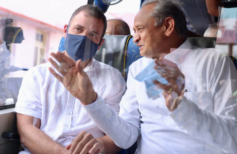 Congress leader Rahul Gandhi with Rajasthan Chief Minister Ashok Gehlot