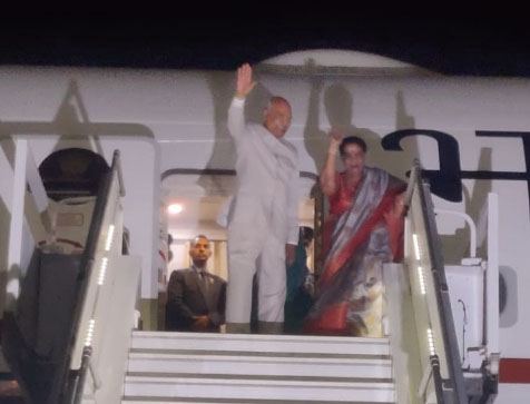 President Ram Nath Kovind along with his wife Savita Kovind departs for India