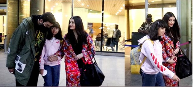 Spotted! Abhishek Bachchan, Aishwarya Rai & Aaradhya at airport