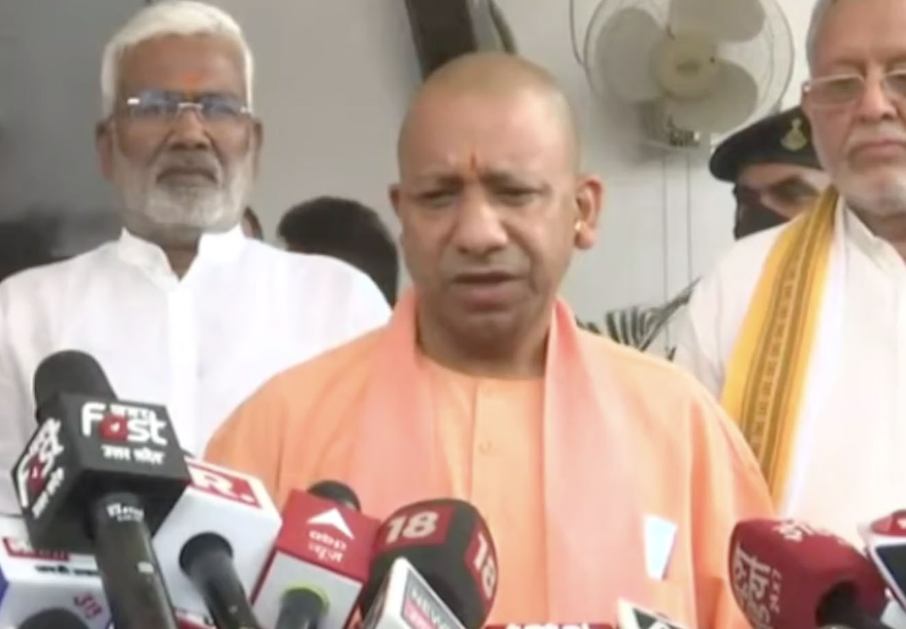 Uttar Pradesh Chief Minister Yogi Adityanath addresses the media