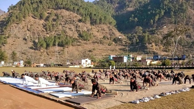 TBP personnel doing Yoga in Himachal Pradesh