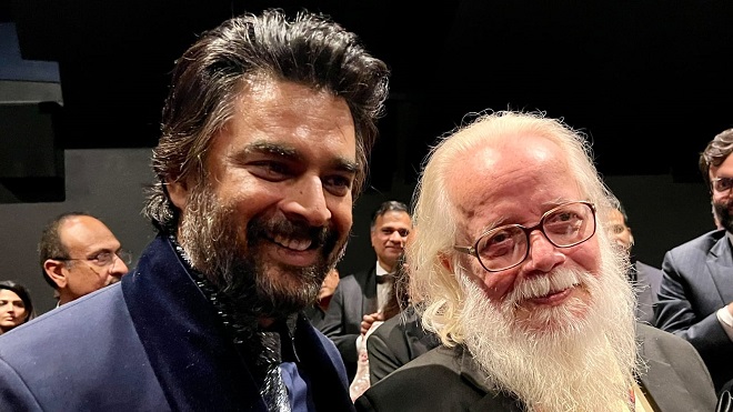 R Madhavan with Nambi Narayanan at the trailer launch (File Photo)