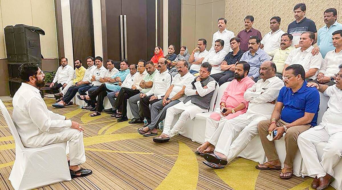 Rebel Shiv Sena MLA Eknath Shinde with others MLAs (File Photo)