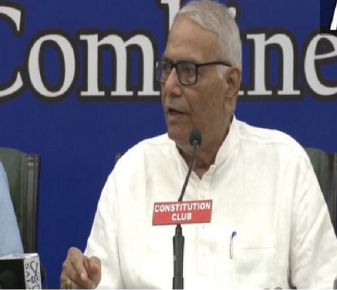 Opposition's Presidential poll candidate Yashwant Sinha