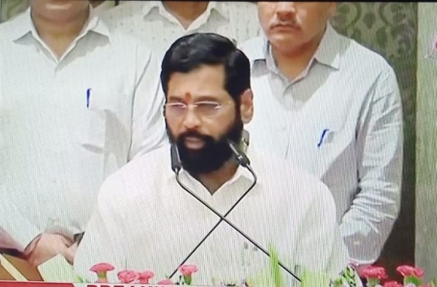 Eknath Shinde taking oath as Chief Minister