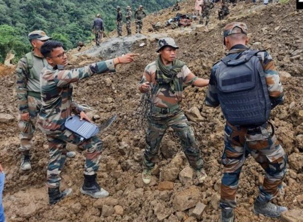 Rescue operations underway after a massive landslide hit the Tupul railway construction camp