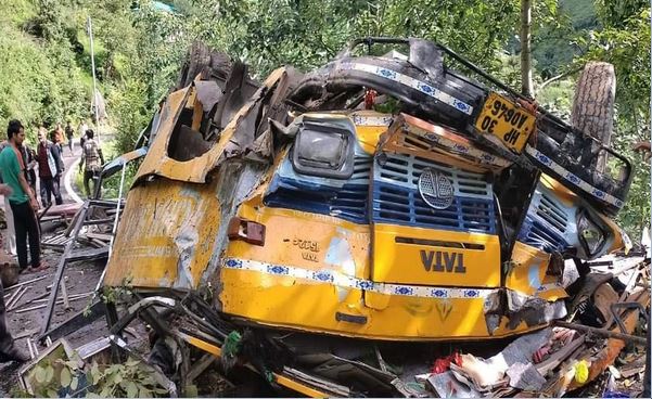 The school bus after accident