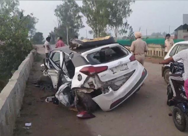 Visual of the car's condition post the Gurdaspur accident