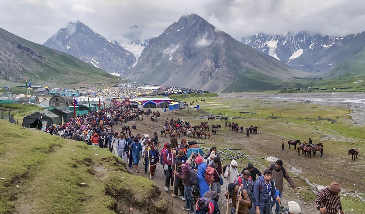 Devotees during the Amarnath Yatra