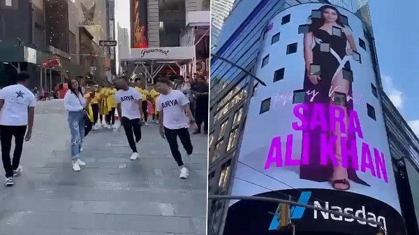 Fans celebrate Sara Ali Khan's birthday at New York's Times Square