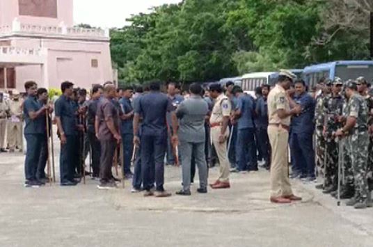 Security deployed outside the venue of Munawar Faruqui's show