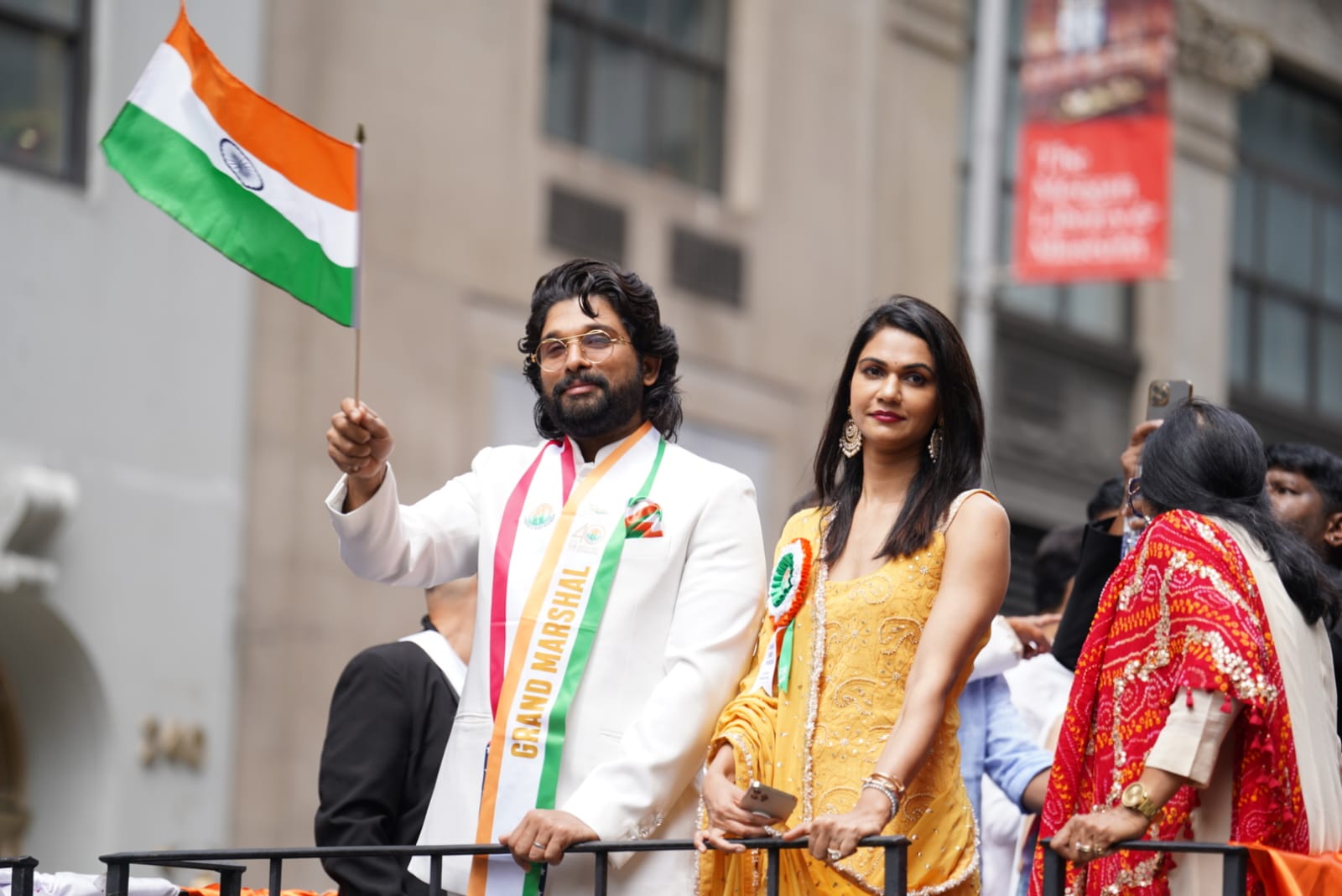 Tollywood actor Allu Arjun at the India Day parade in NYC