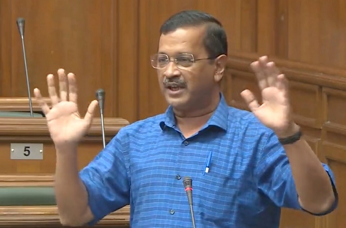 Delhi Chief Minister Arvind Kejriwal in State Assembly