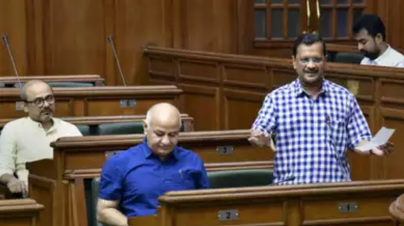 Delhi Chief Minister Arvind Kejriwal speaking in the State Assembly