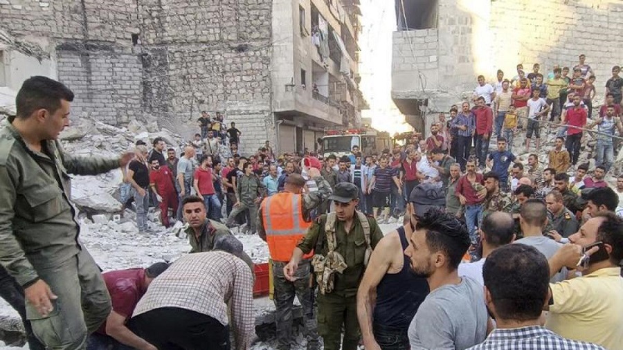 Syria building crash