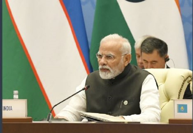 PM Narendra Modi speaking at SCO summit 2022