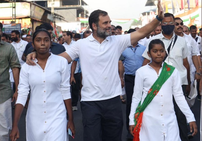 Rahul Gandhi leading Bharat Jodo Yatra in Kerala