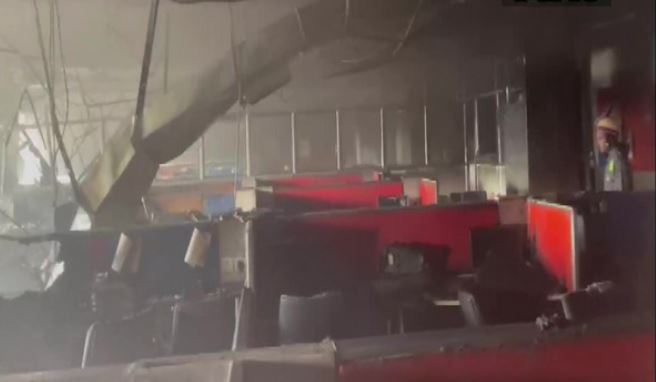 Visual inside the call centre after the fire was doused