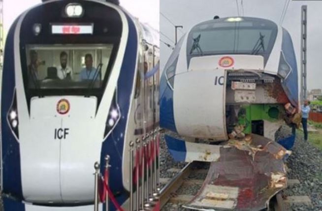 Visual of the Vande Bharat express after accident