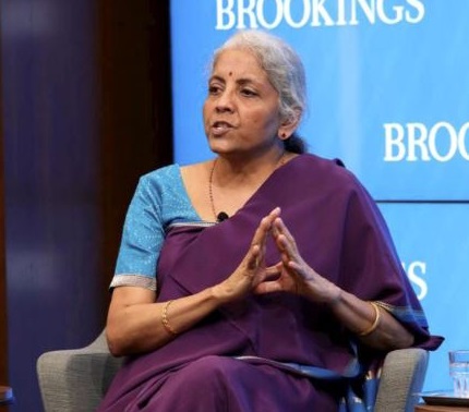 Finance Minister Nirmala Sitharaman at the Brookings Institute