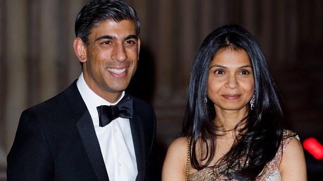 UK PM designate Rishi Sunak with wife Akshata Murthy (File)