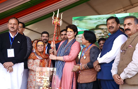 Congress leader Priyanka Gandhi addressing in Himachal Pradesh