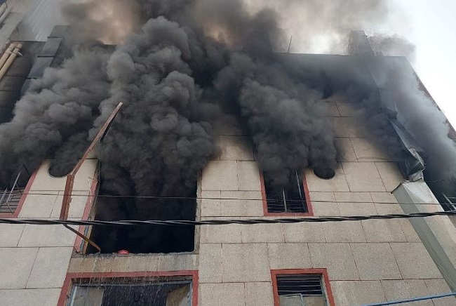 Fire in plastic factory