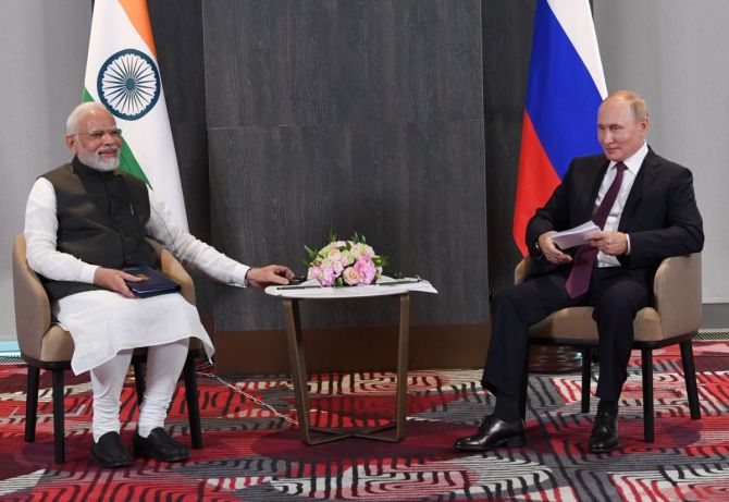 Prime Minister Narendra Modi and Russian President Vladimir Putin (File)