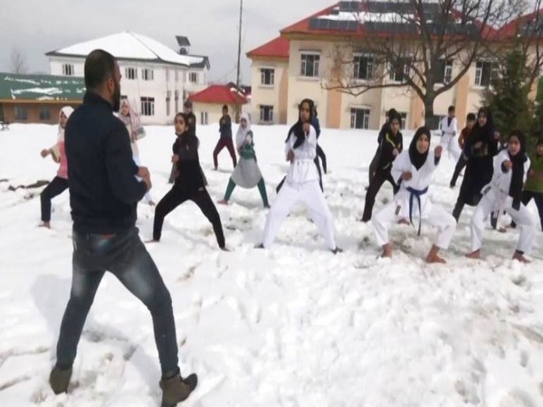 Kashmir girls practice Martial arts barefooted