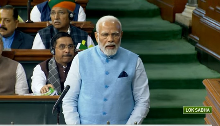 Prime Minister Narendra Modi in lok sabha