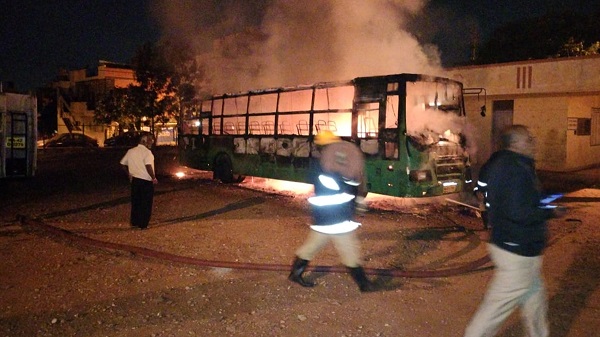 Conductor burnt alive while sleeping as bus gutted in fire