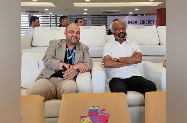 Superstar Rajinikanth (R) with MCA President Amol Kale at Wankhede stadium