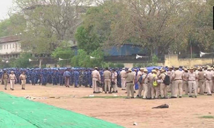 Security personnel at Ramlila Ground