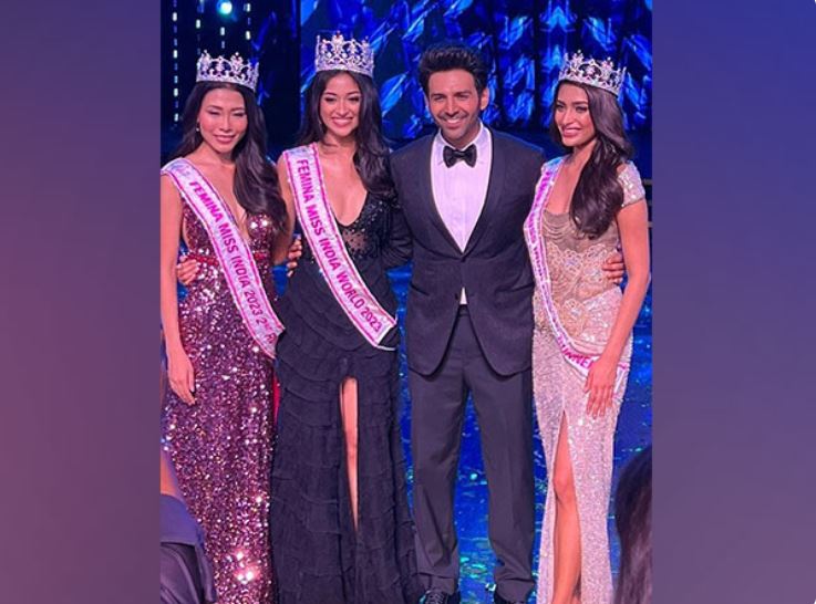 Kartik Aaryan with Miss India 2023 winners