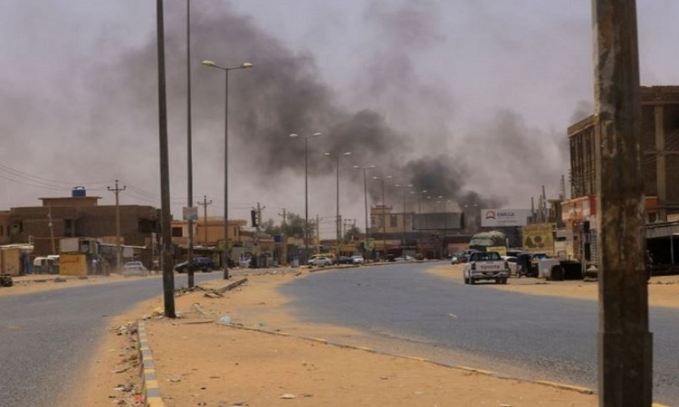 Smoke rises near Halfaya Bridge between Omdurman and Khartoum North